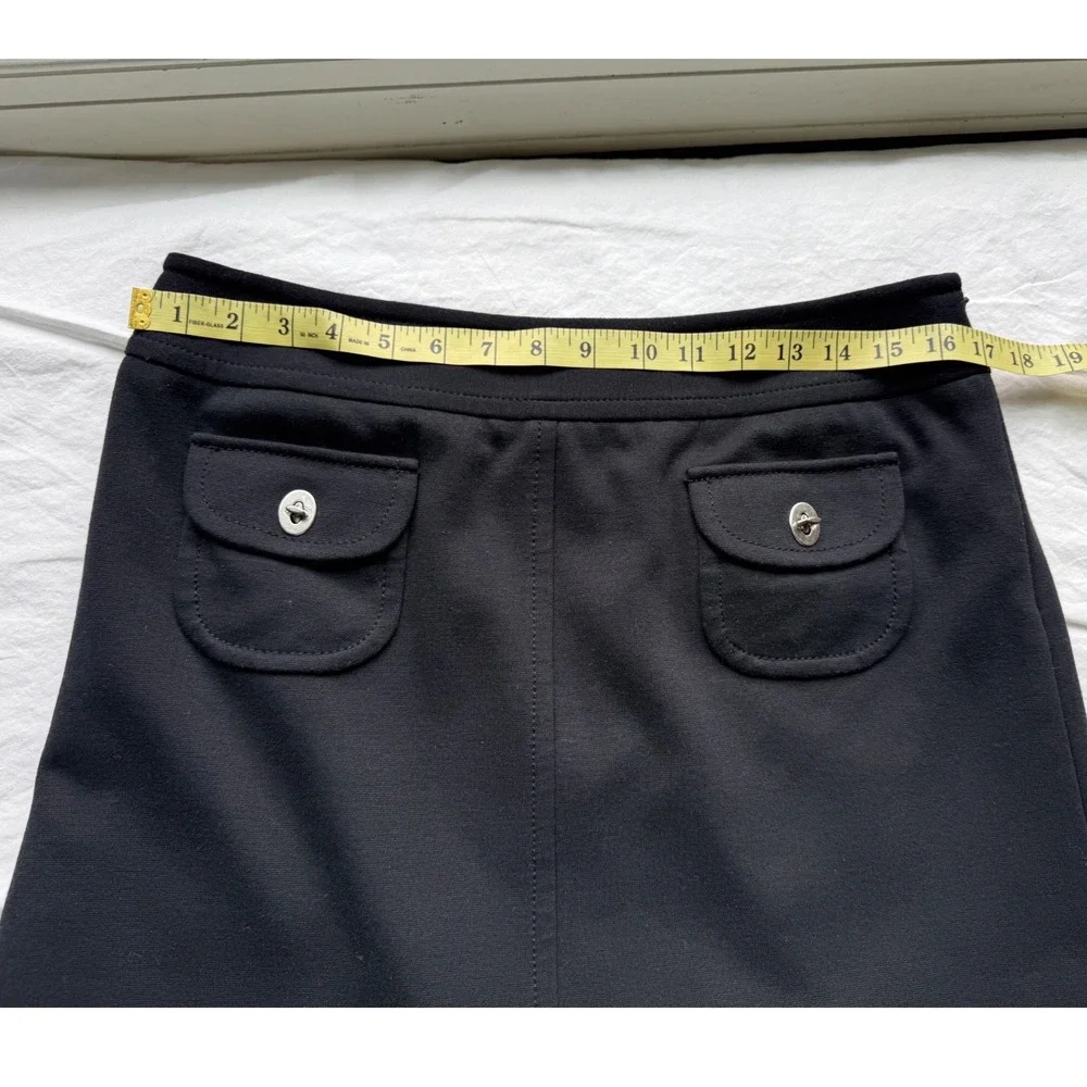 Ann‎ Taylor LOFT Black Mini Skirt A-Line Turn-Lock Pocket Detail Size 10